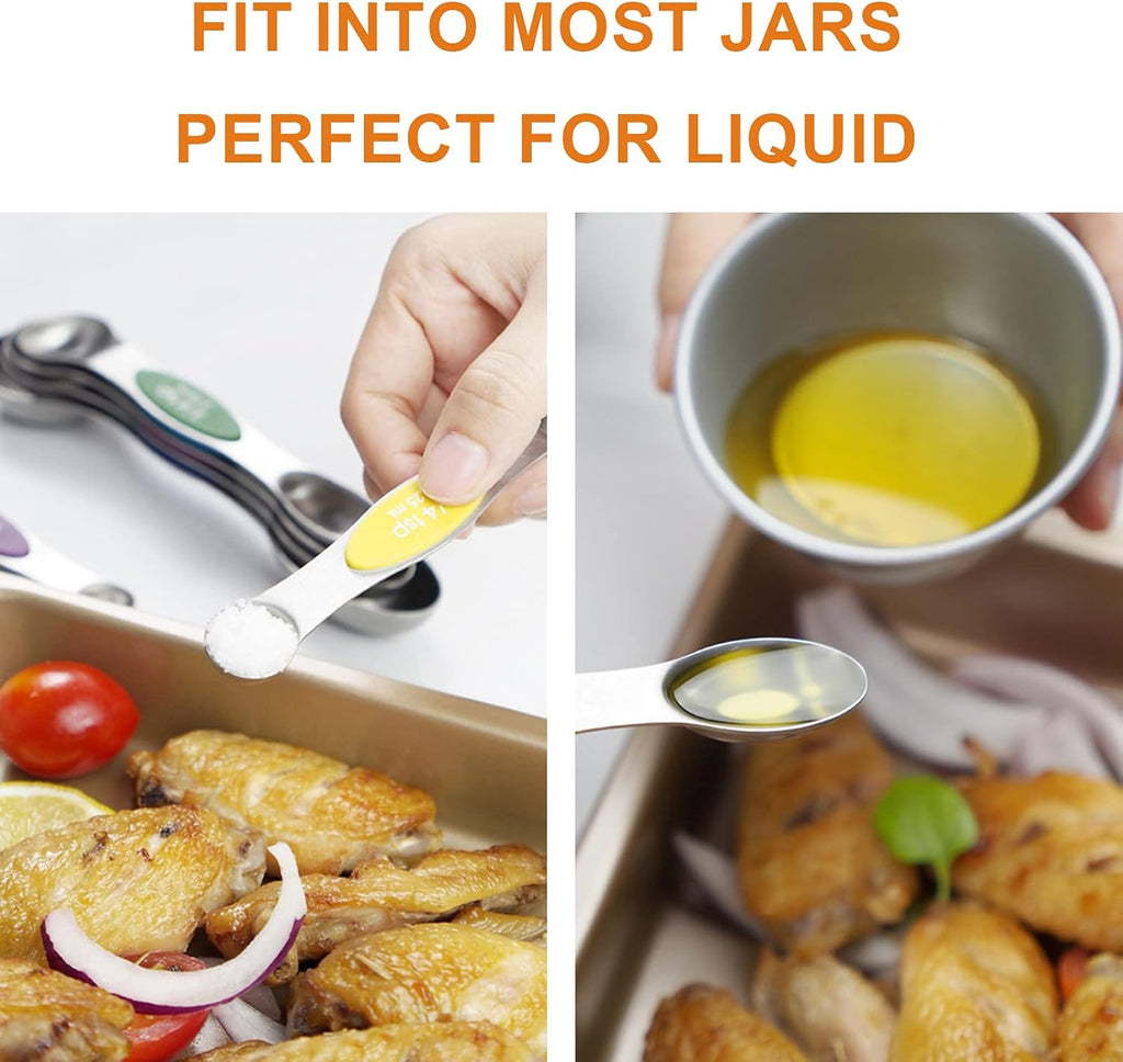 Magnetic Stainless Steel Measuring Spoons Set – Stackable & Double-Sided