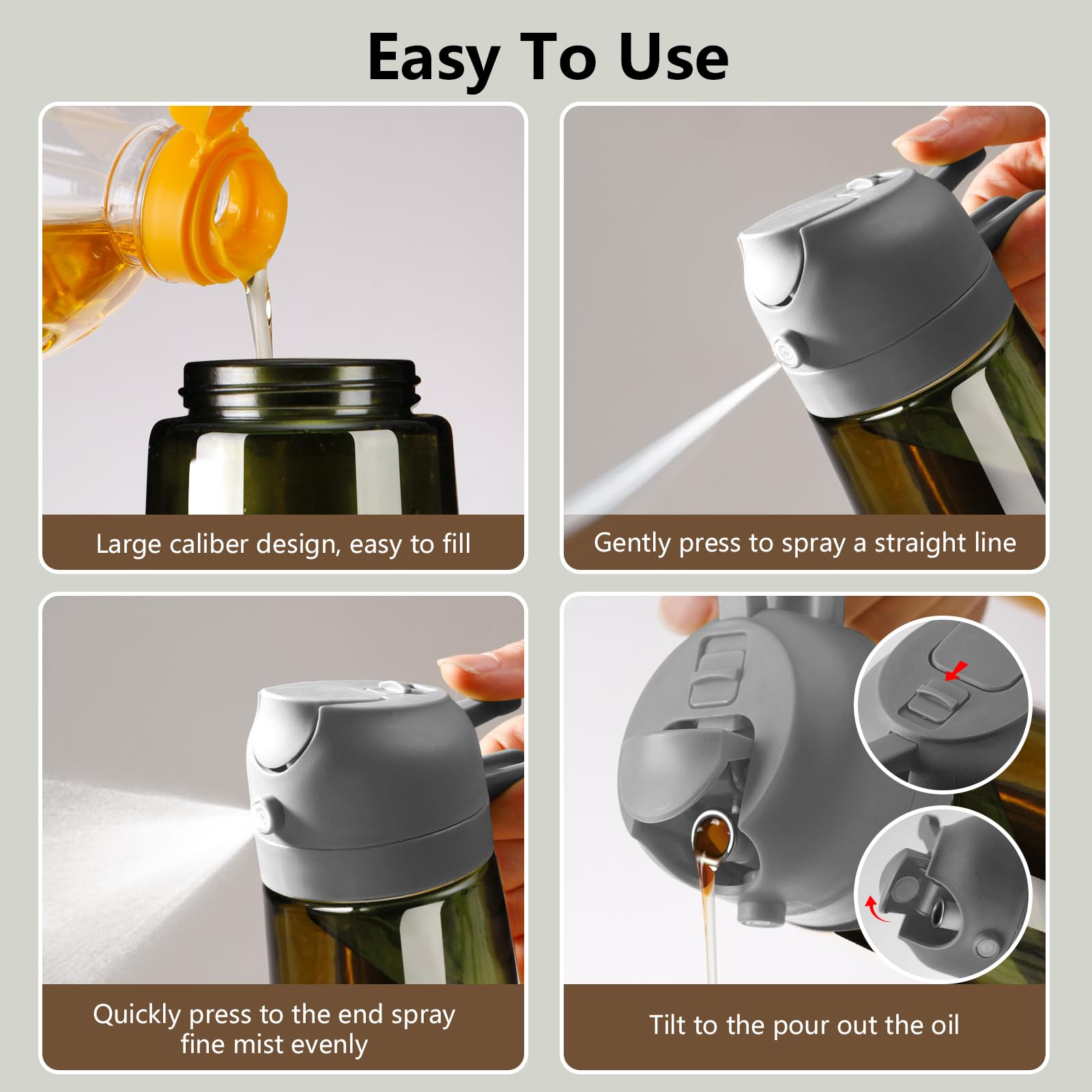 Olive Oil Dispenser & Spray Bottle – Glass, Leak-Proof & Refillable
