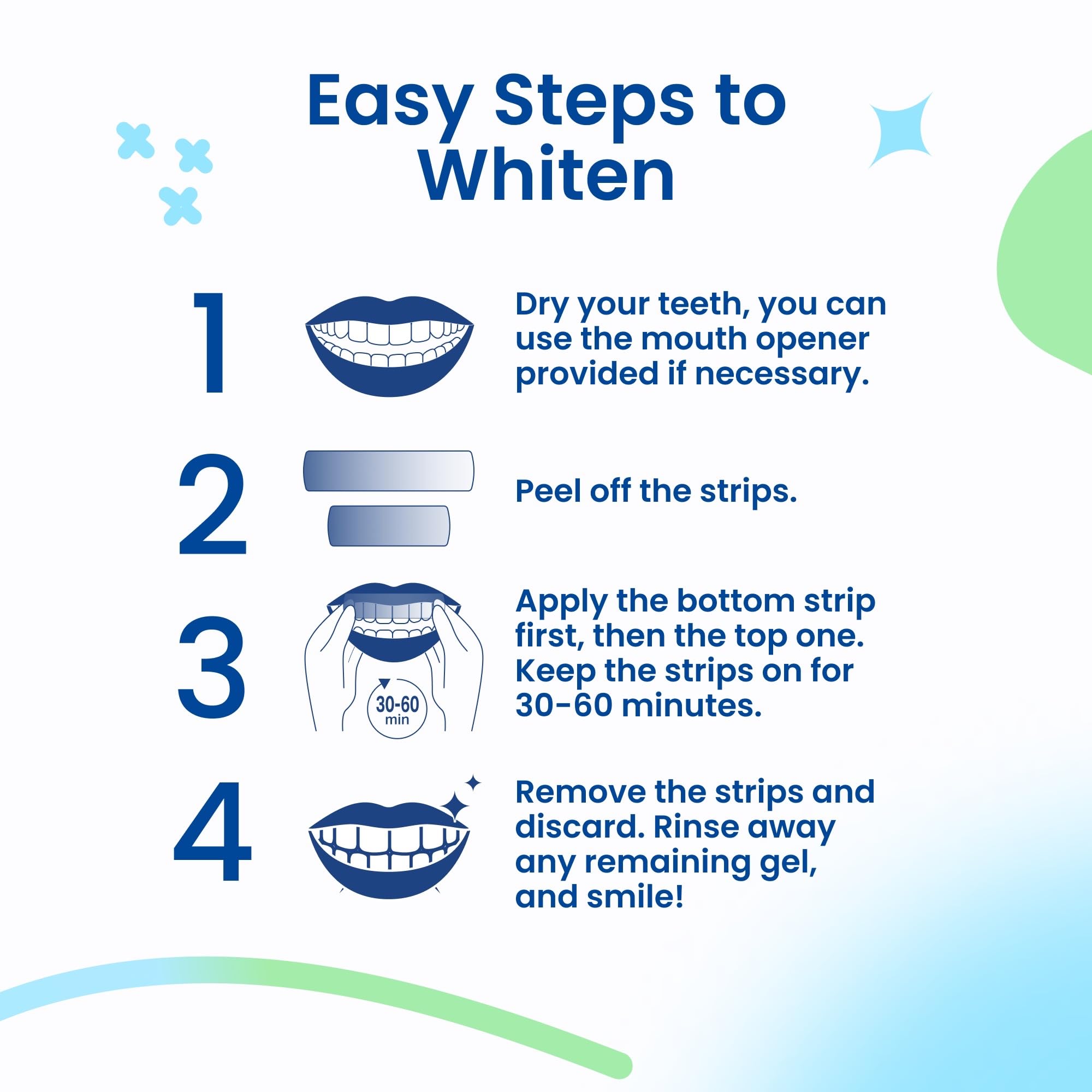 DRDENT Professional Teeth Whitening Strips 21 Treatments - Safe for Enamel - Non Sensitive Teeth Whitening - Whitening Without Any Harm + Mouth Opener Included