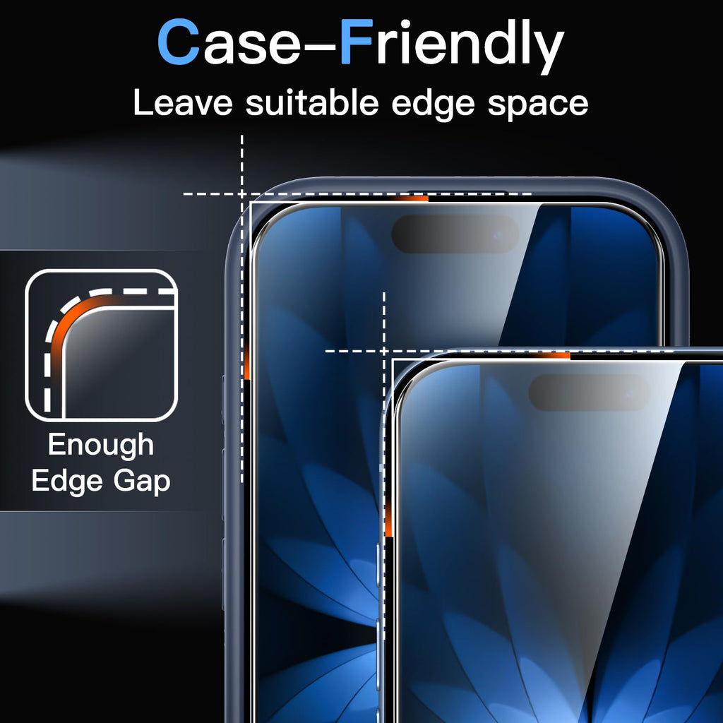 JETech Screen Protector for iPhone, Tempered Glass Film with Easy Installation Tool, Case-Friendly, HD Clear, 3-Pack