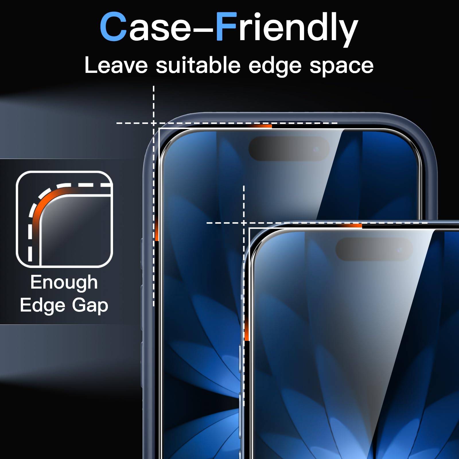 JETech Screen Protector for iPhone, Tempered Glass Film with Easy Installation Tool, Case-Friendly, HD Clear, 3-Pack