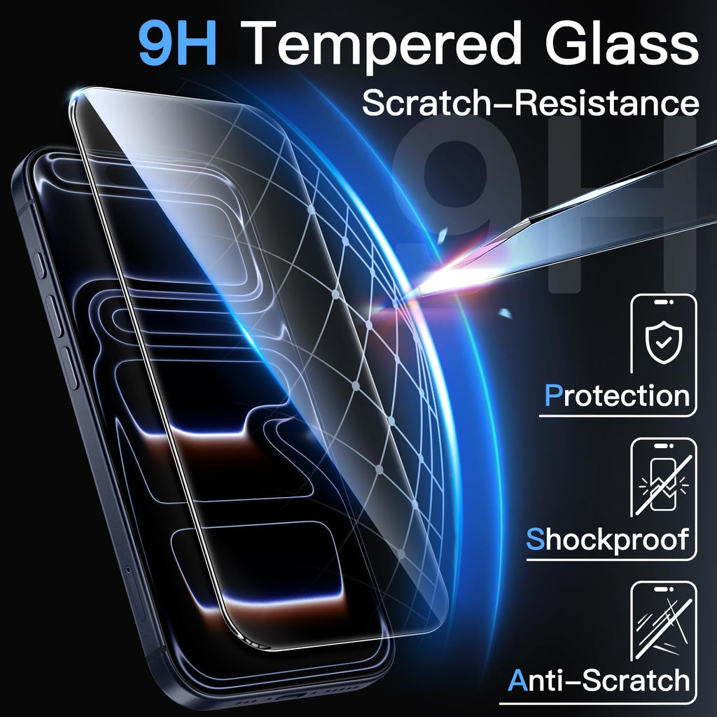 JETech Screen Protector for iPhone, Tempered Glass Film with Easy Installation Tool, Case-Friendly, HD Clear, 3-Pack