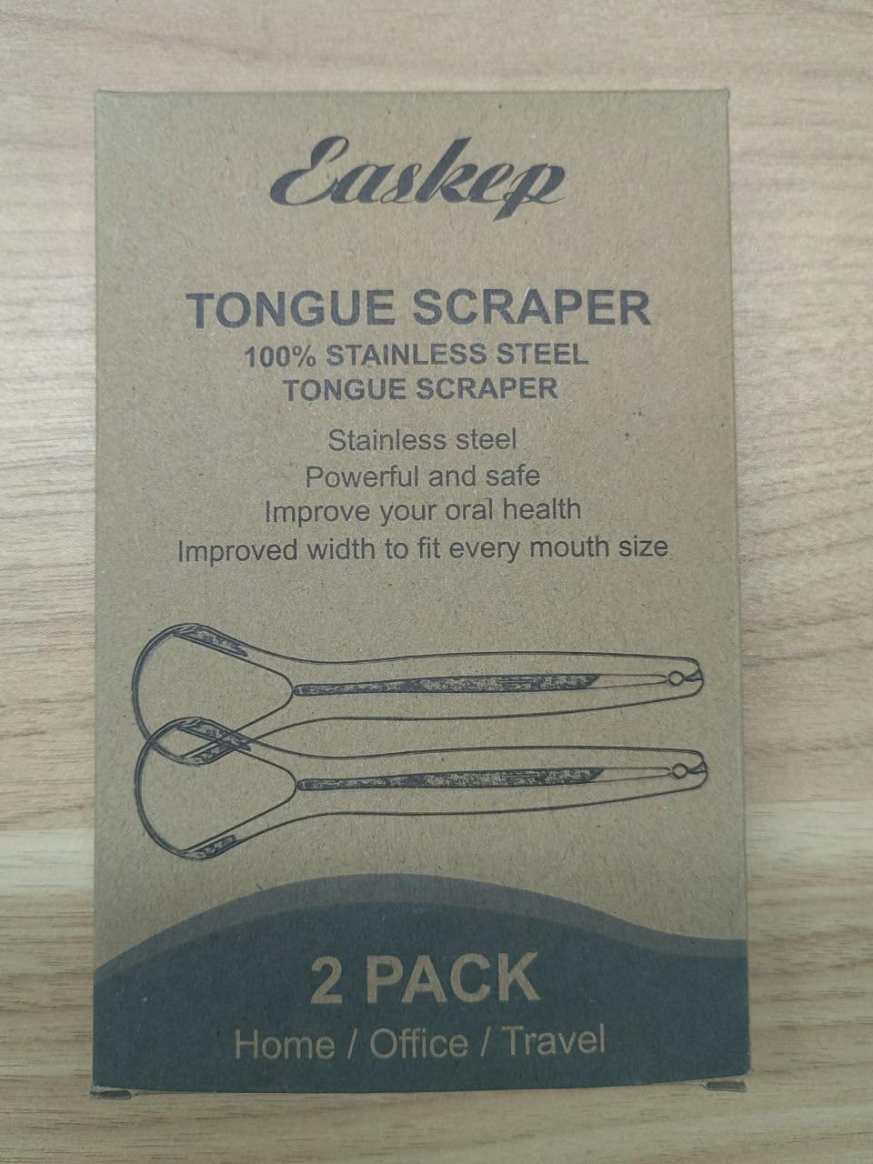 Tongue Scraper (2 Pack), Wide-head Tongue Cleaner with Nice Carrying Box, Easkep 100% Stainless Steel Tongue Scrapers Cleaners, for Men, Women, Adults, Kids, silver