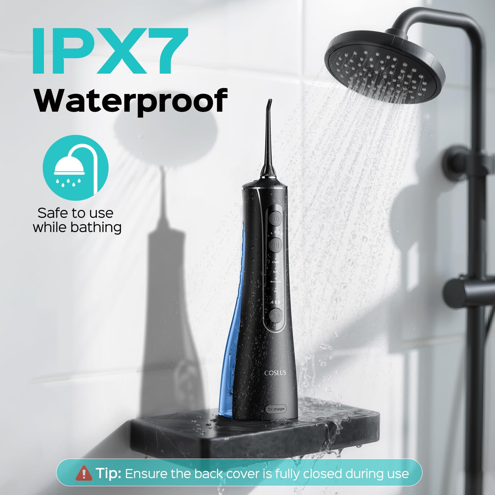 Cordless Water Flosser with 20 Pressure Levels & 4 Nozzle Tips