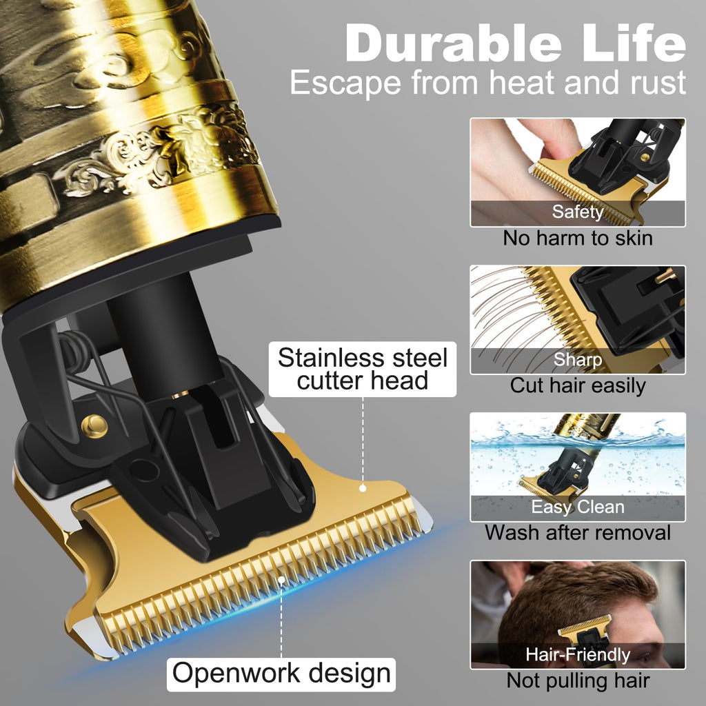 Hair Clippers for Men, Rechargeable Beard Trimmer with 4 Limit Combs, Grooming Kit for Barbers Haircut, USB Type-C Charging, Professional Shaver