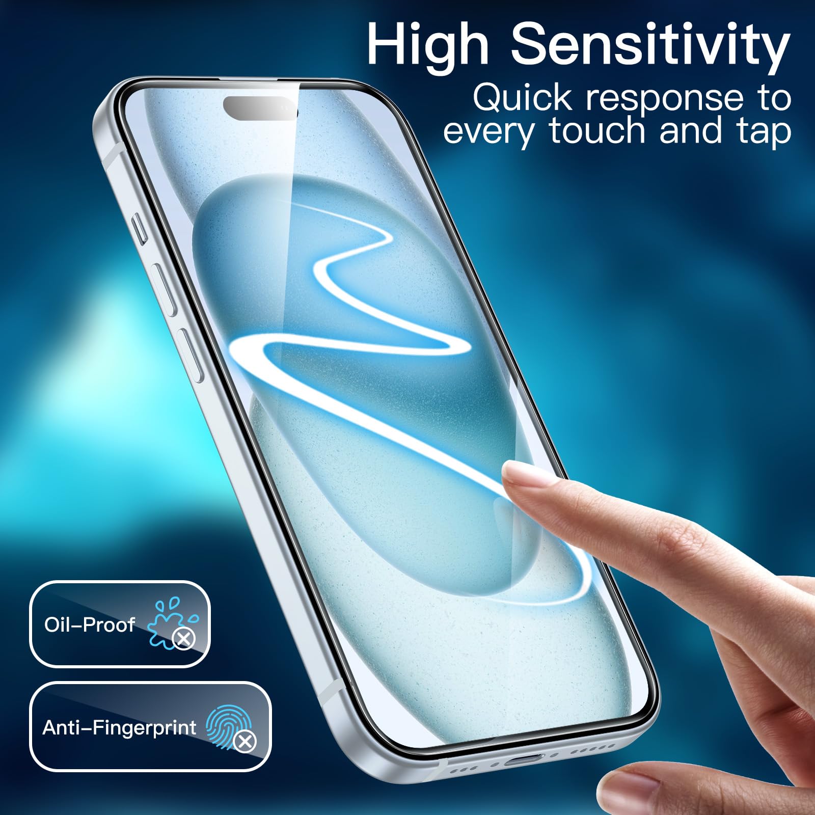 JETech Screen Protector for iPhone, Tempered Glass Film with Easy Installation Tool, Case-Friendly, HD Clear, 3-Pack