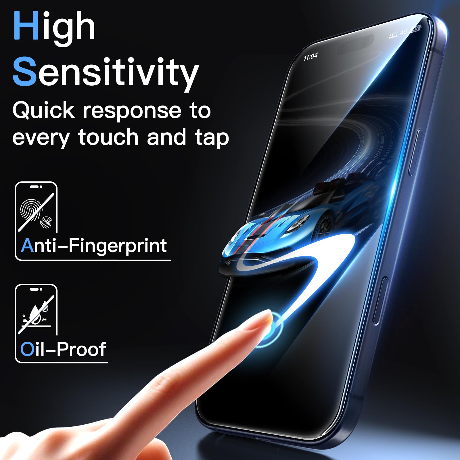 JETech Screen Protector for iPhone, Tempered Glass Film with Easy Installation Tool, Case-Friendly, HD Clear, 3-Pack