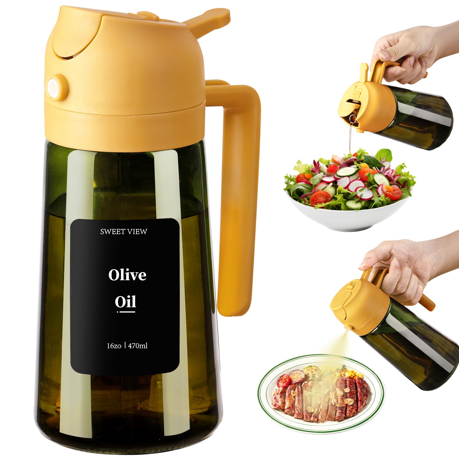 Olive Oil Dispenser & Spray Bottle – Glass, Leak-Proof & Refillable