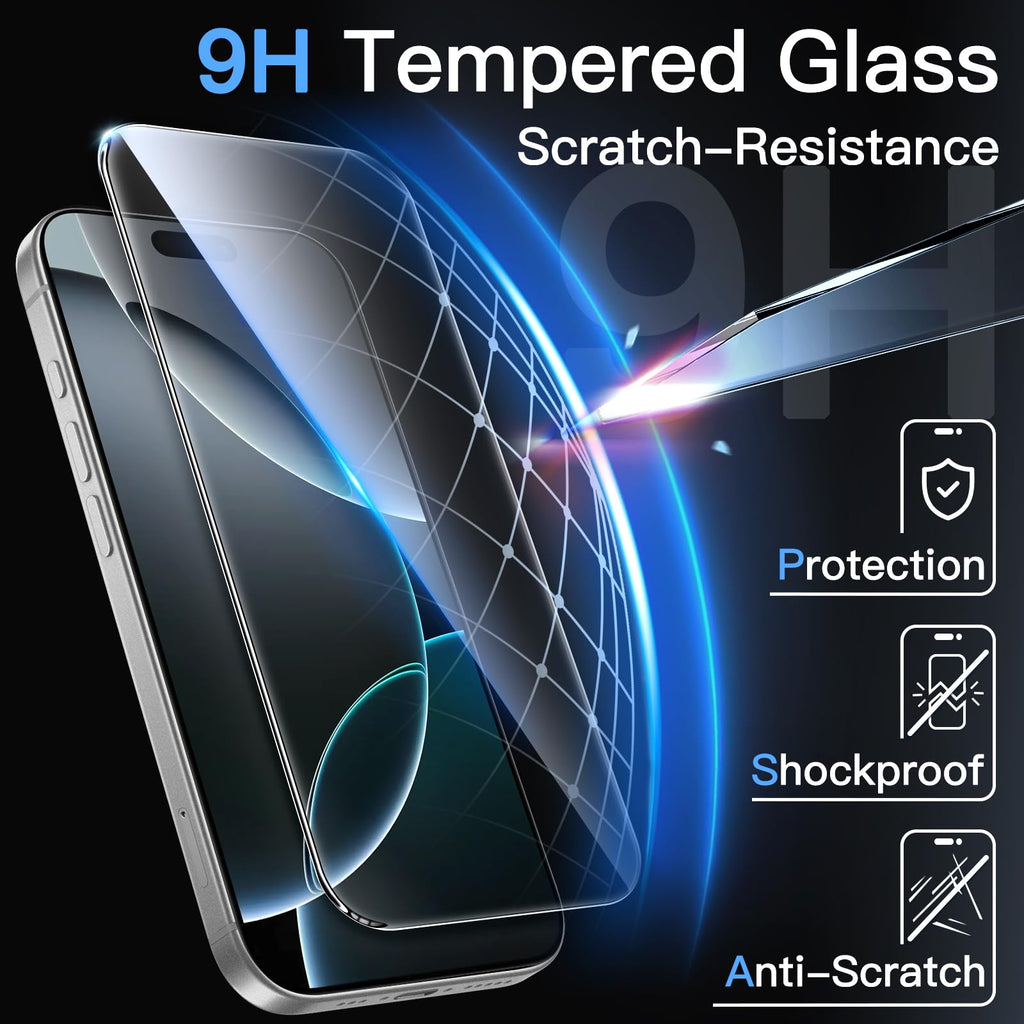 JETech Screen Protector for iPhone, Tempered Glass Film with Easy Installation Tool, Case-Friendly, HD Clear, 3-Pack