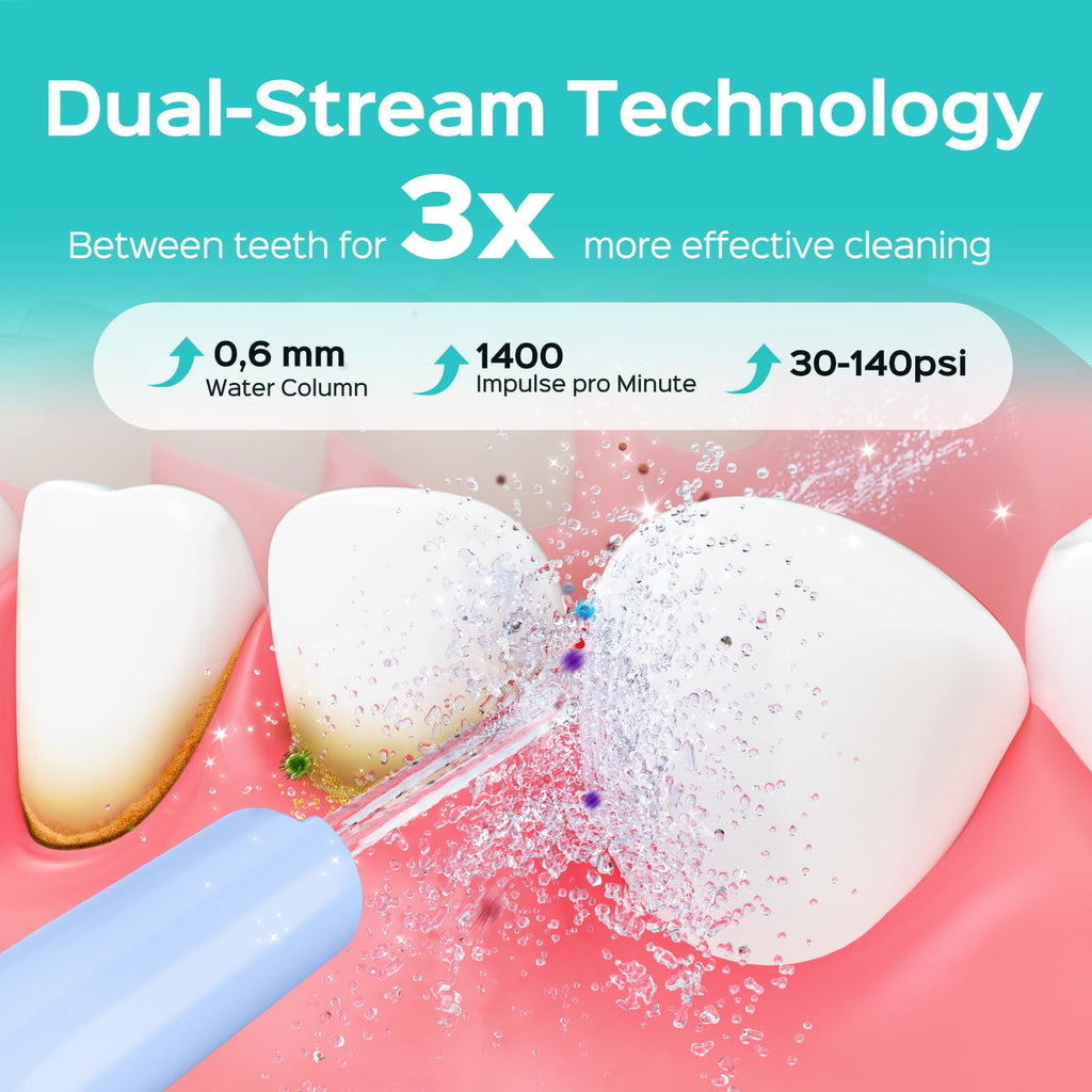 Cordless Water Flosser with 20 Pressure Levels & 4 Nozzle Tips