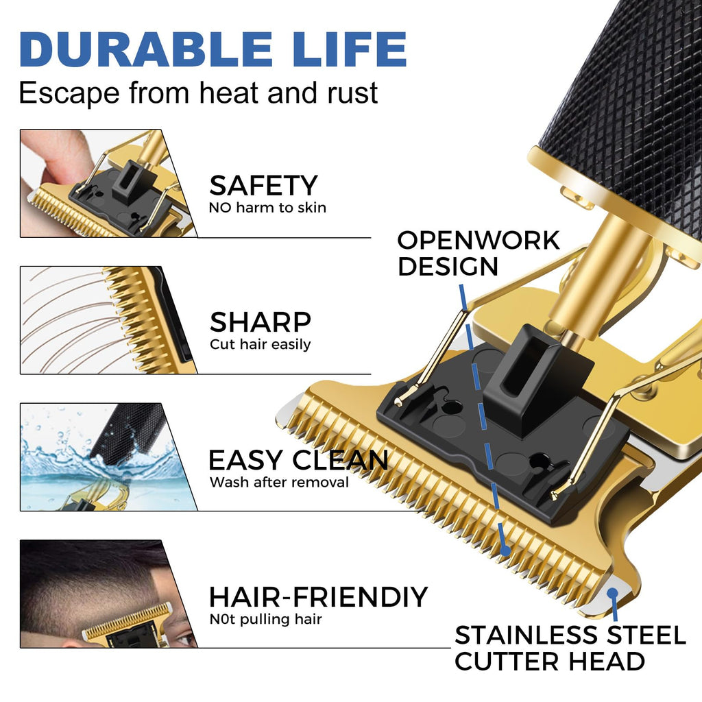 Hair Clippers for Men, Rechargeable Beard Trimmer with 4 Limit Combs, Grooming Kit for Barbers Haircut, USB Type-C Charging, Professional Shaver