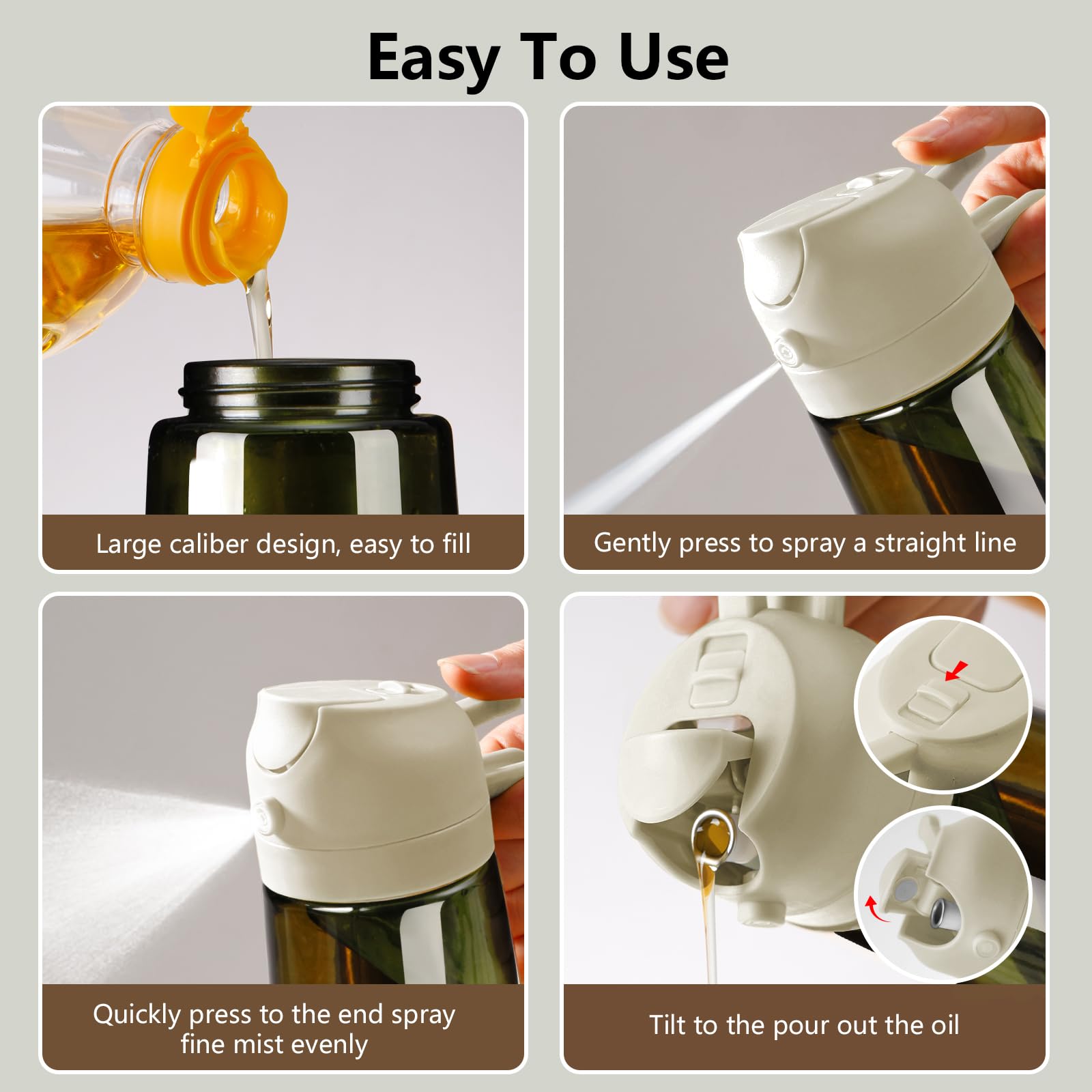 Olive Oil Dispenser & Spray Bottle – Glass, Leak-Proof & Refillable