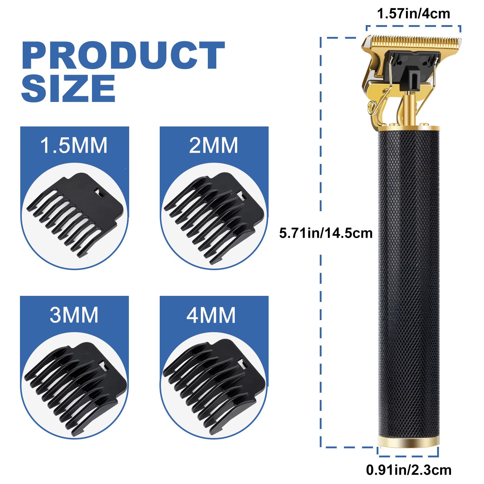 Hair Clippers for Men, Rechargeable Beard Trimmer with 4 Limit Combs, Grooming Kit for Barbers Haircut, USB Type-C Charging, Professional Shaver