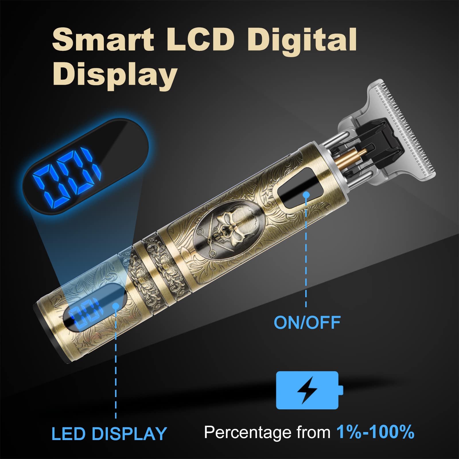 Hair Clippers for Men, Rechargeable Beard Trimmer with 4 Limit Combs, Grooming Kit for Barbers Haircut, USB Type-C Charging, Professional Shaver