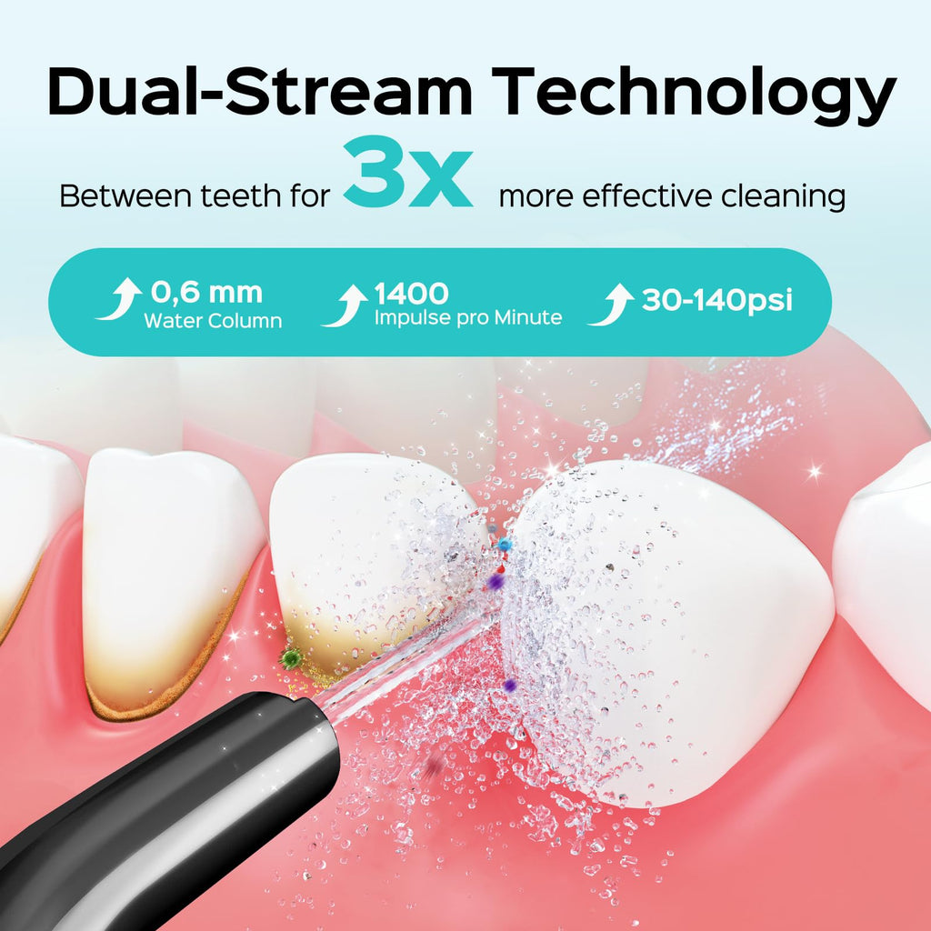 Cordless Water Flosser with 20 Pressure Levels & 4 Nozzle Tips