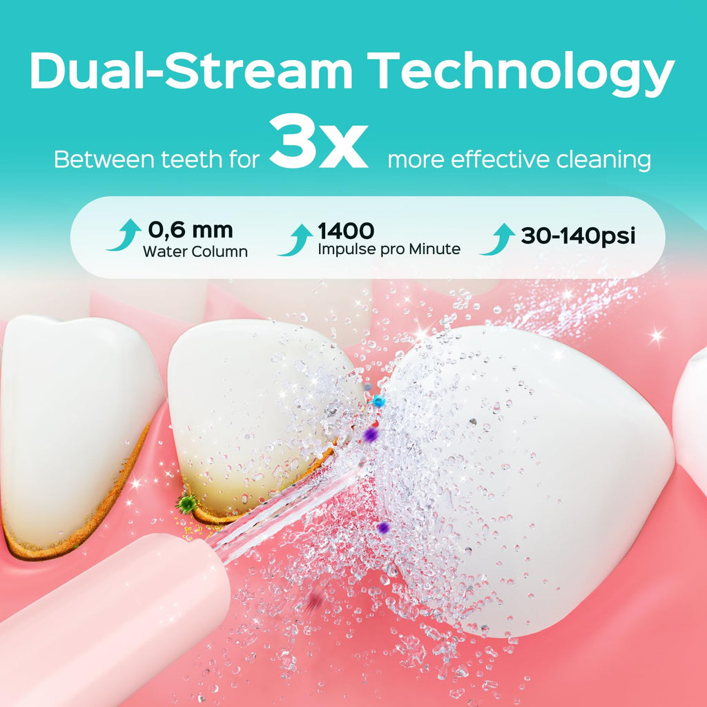 Cordless Water Flosser with 20 Pressure Levels & 4 Nozzle Tips