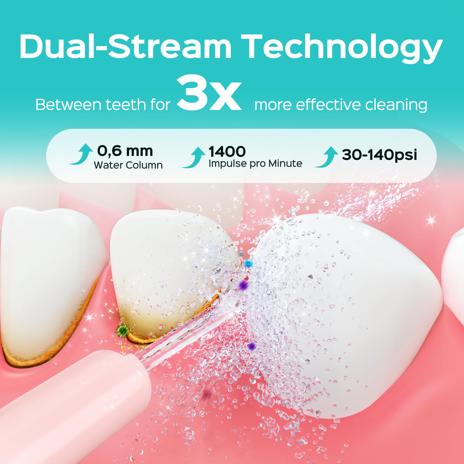 Cordless Water Flosser with 20 Pressure Levels & 4 Nozzle Tips