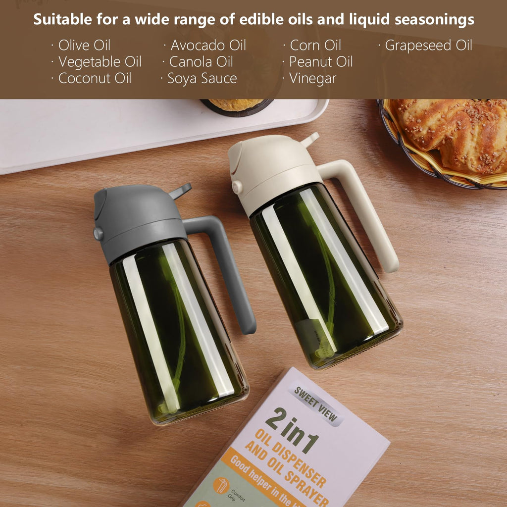 Olive Oil Dispenser & Spray Bottle – Glass, Leak-Proof & Refillable