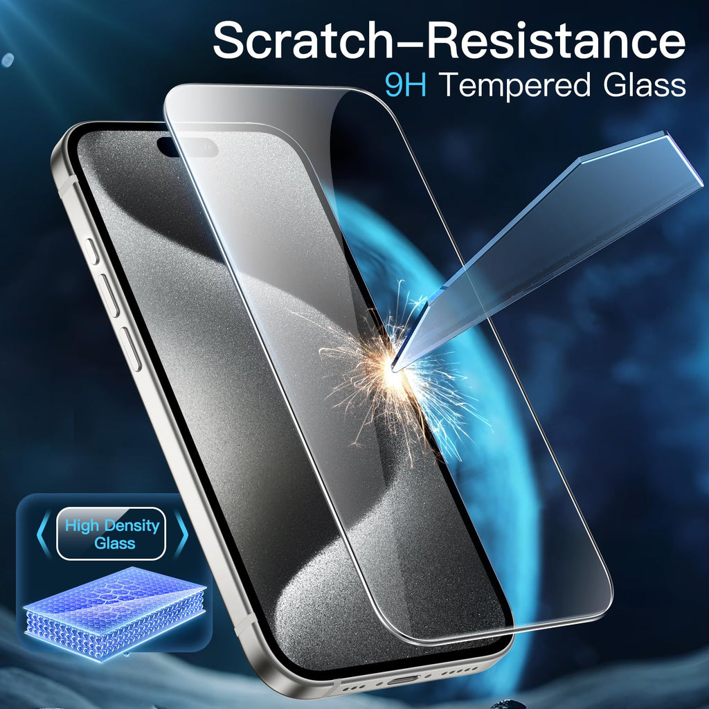 JETech Screen Protector for iPhone, Tempered Glass Film with Easy Installation Tool, Case-Friendly, HD Clear, 3-Pack