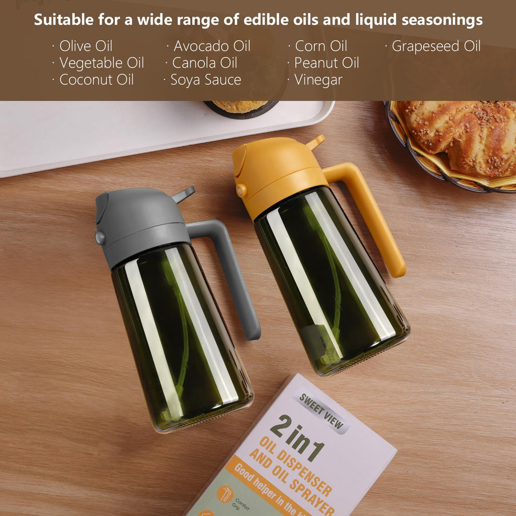 Olive Oil Dispenser & Spray Bottle – Glass, Leak-Proof & Refillable