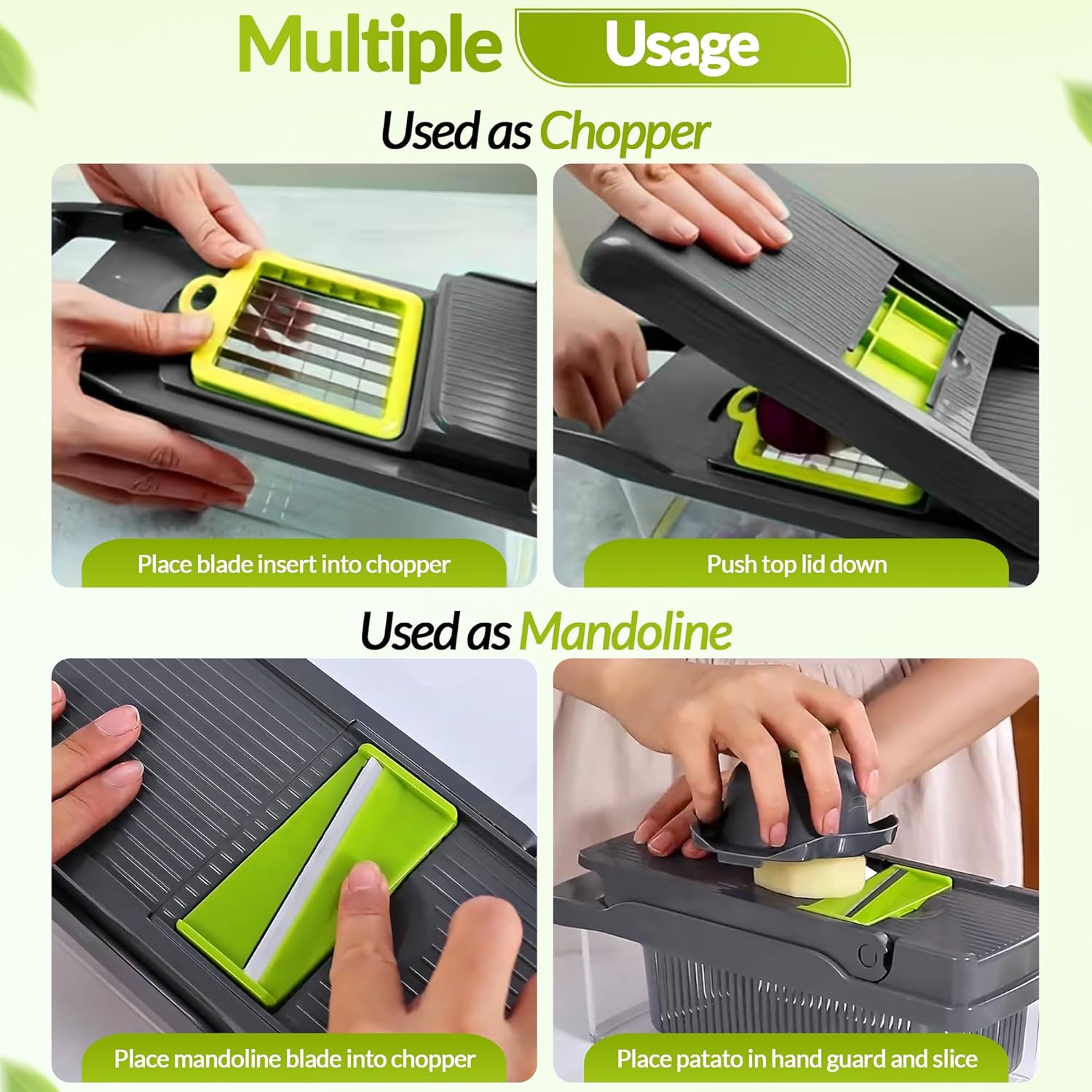 15 in 1 Vegetable Chopper and Mandolne Slicer for Kitchen - 8 Blades, Cheese Grater