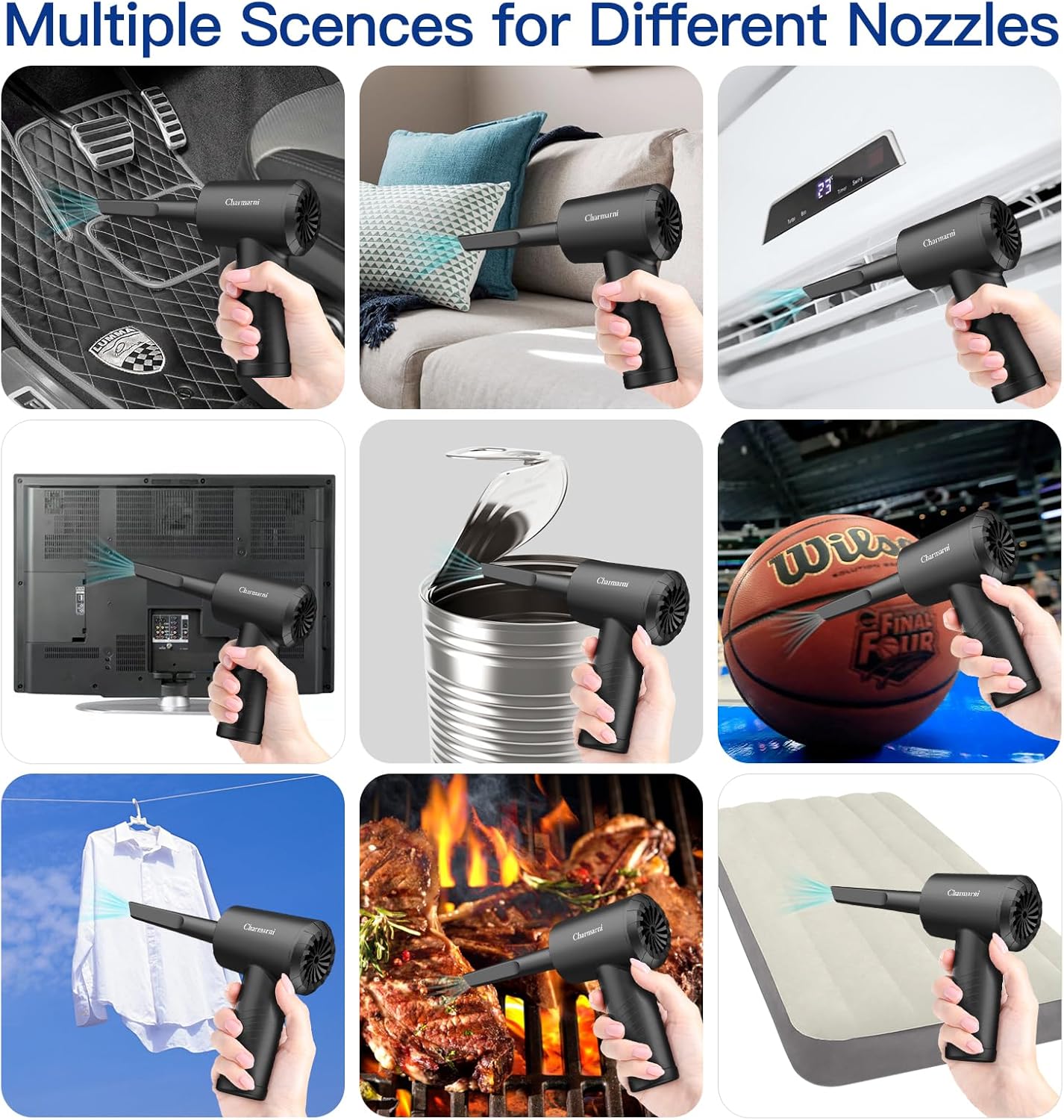 Electric Air Duster, 3 Gear Adjustable 51000RPM With LED Light, Cordless Blower for Laptop, Keyboard, Electronics, Replaces Compressed Air Can